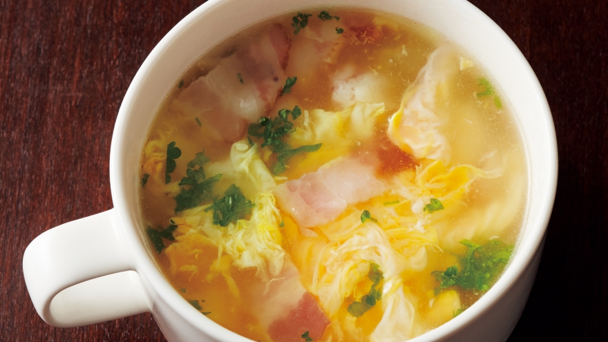 卵とベーコンのスープ レシピ 河野 雅子さん みんなのきょうの料理 おいしいレシピや献立を探そう