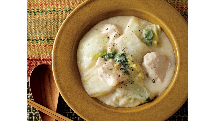 白菜と鶏むね肉の柚子こしょうクリーム煮