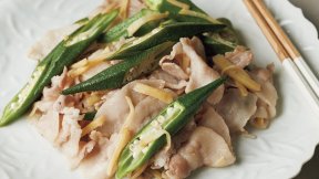 オクラと豚肉のしょうが炒め