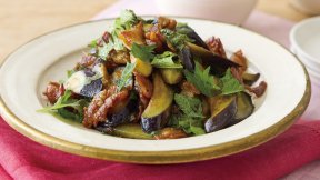 豚肉となすのみそカレー炒め