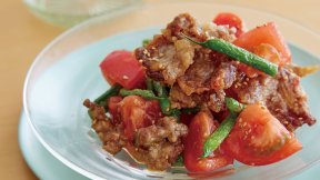 カリカリ豚とトマトの甘酢あえ