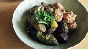 なすと肉だんごの甘辛煮