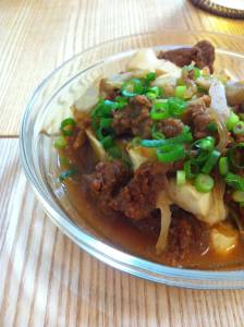 豆腐と牛肉の味噌煮込み