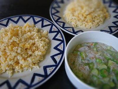 かにとアスパラガスのあんかけチャーハン