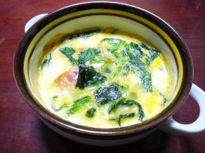 ほうれんそうの和風卵グラタン