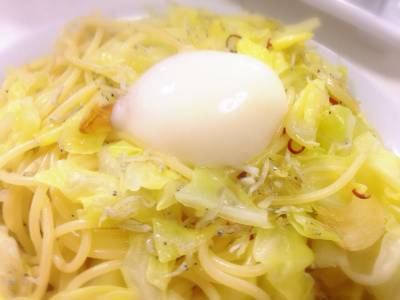 春キャベツとちりめんじゃこのパスタ