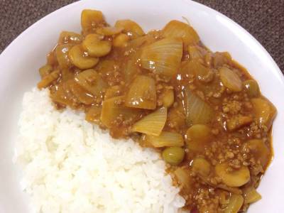 ごぼうと豆のキーマカレー