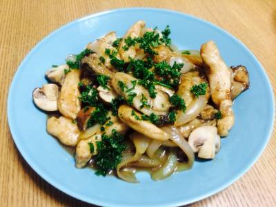 かきと鶏肉のバルサミコソテー