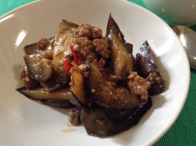 なすとひき肉のピリ辛炒め