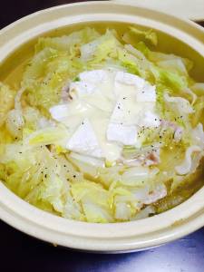 白菜と豚肉のチーズ鍋