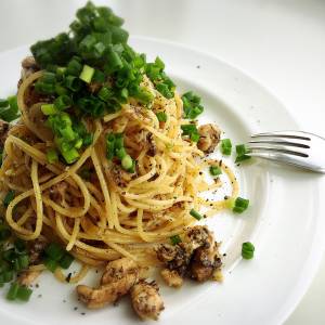 オイルサーディンの和風スパゲッティ