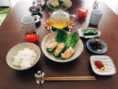 ピーマンのえび肉詰め