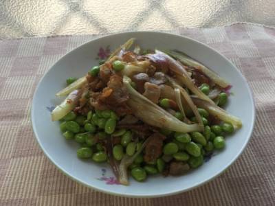 豚肉と枝豆のみょうが焼き