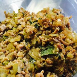 ねぎとひき肉のオイスターソース炒め