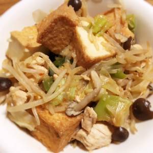 キャベツと厚揚げのみそ炒め