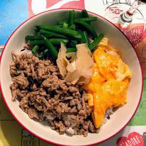 多賀家の鮮やか三色丼