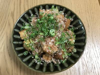 ちぎり厚揚げと豚バラの和風炒め