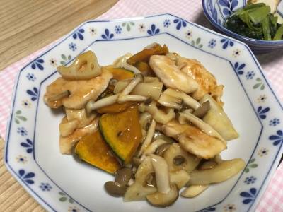 鶏むねと秋野菜の甘酢あん