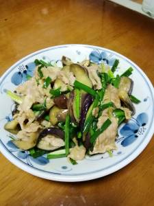 豚肉となすの中国風カレー炒め