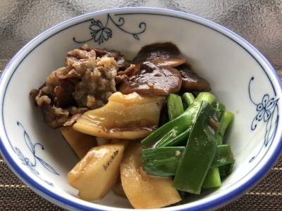 たたきれんこんと牛肉のすき煮