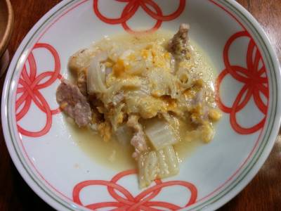 白菜と豚肉のチーズ蒸し