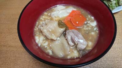 鶏肉と焼き豆腐の治部煮（じぶに）風