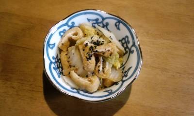 白菜と油揚げのからしじょうゆあえ