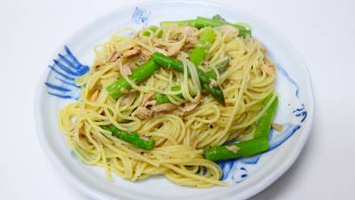 絹さやとツナのパスタ