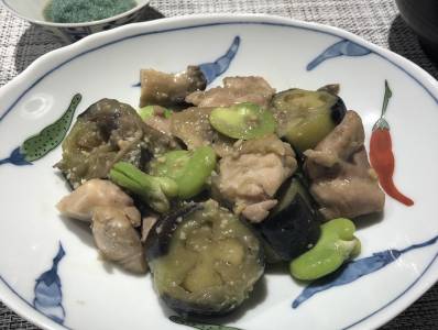 なすと鶏肉のみそ炒め