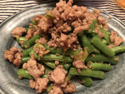 いんげんとひき肉の香り炒め