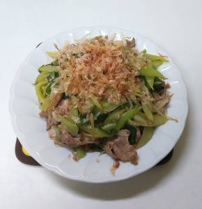 塩もみきゅうりと豚肉の炒め物