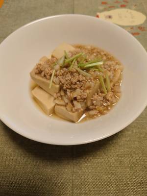 高野豆腐の豚そぼろあんかけ