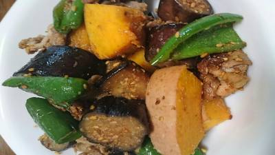 なすと豚肉のしぎ焼き