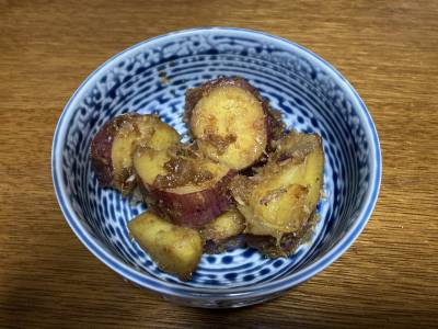 さつまいものバター粉がつお煮