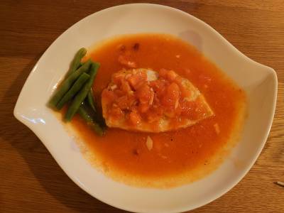 トマト風味かじきのソテー