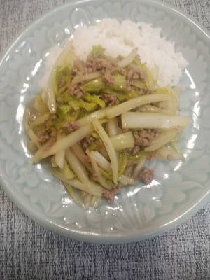 白菜とひき肉の柚子こしょう丼