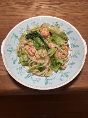 春キャベツとえびのパスタ 柚子こしょう風味