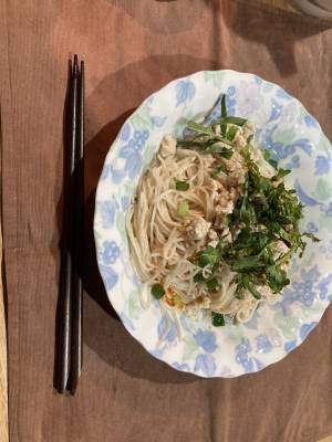 レンジで鶏そぼろのぶっかけそうめん