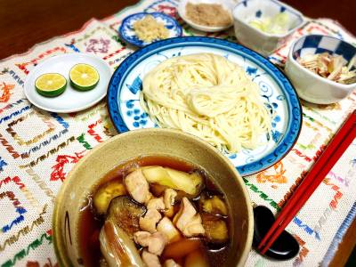 焼き野菜のつけうどん