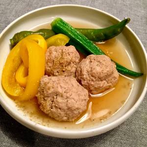 山椒だんごとオクラの炊き合わせ