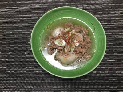 里芋と牛肉のスープ