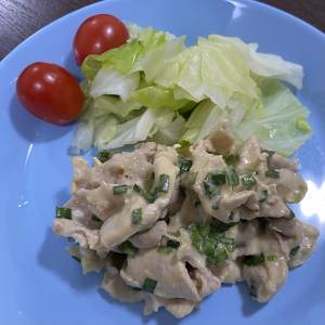 豚しゃぶ にらチーズだれ