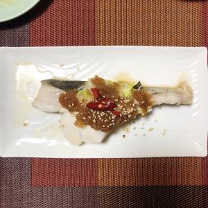 たらの酒蒸し ねぎソース