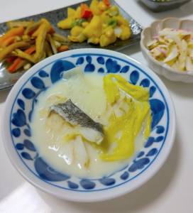 白菜とたらの豆乳クリーム煮