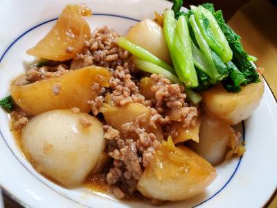 かぶの豚そぼろ煮