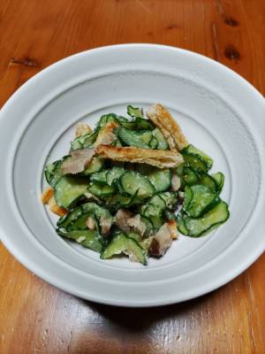 お揚げときゅうりのごま酢あえ