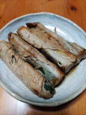 ズッキーニの豚肉しょうが巻き焼き