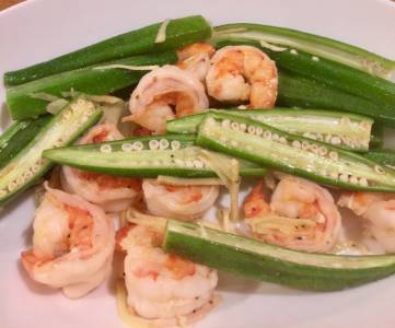 オクラとえびのしょうが炒め