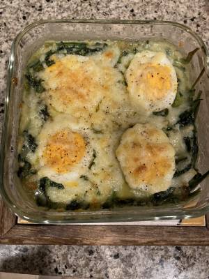 ほうれんそうと卵のグラタン