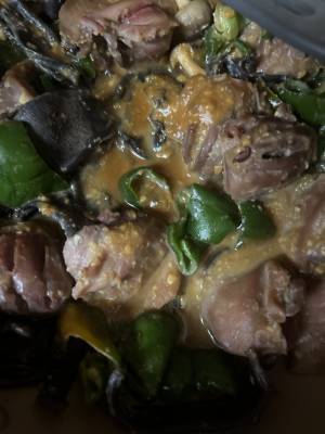 砂肝とピーマンのみそ炒め